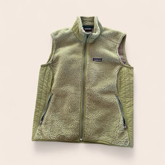 Patagonia Womena Retro x Vest Size Xl Deep Pile Green Sherpa Fleece - Picture 2 of 2